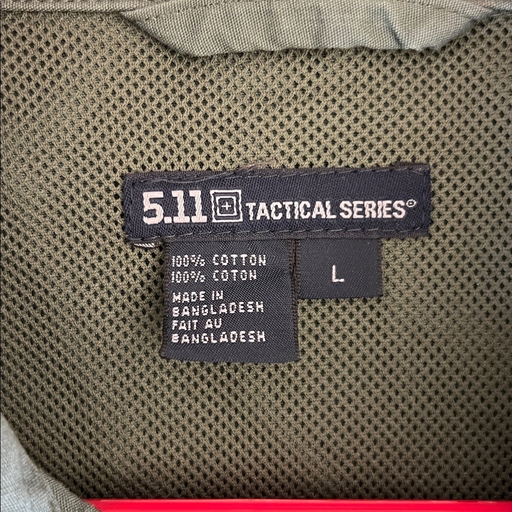 5.11 Tactical Army Green Long Taclite Pro Long Sleeve Button Down Shirts - Picture 4 of 7